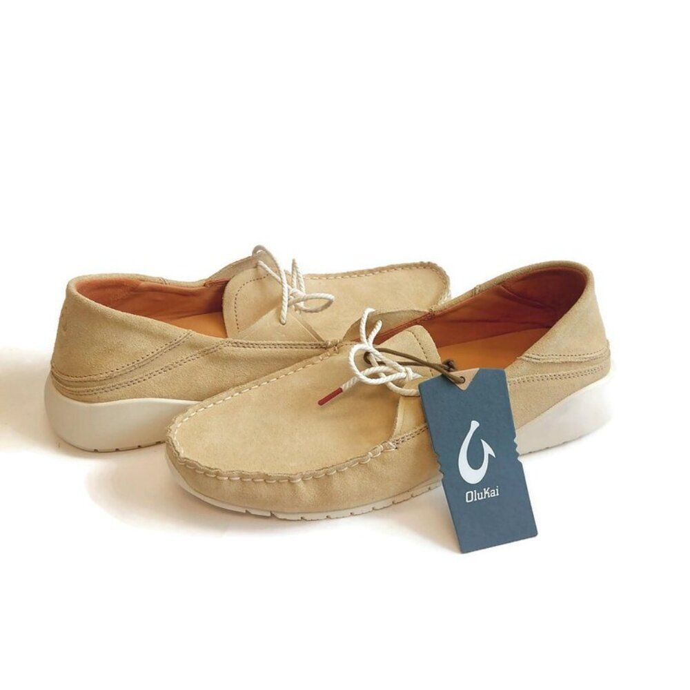 Olukai KA'A DRIVER Mens Sz 10.5 Italian Suede Leather Casual Loafers Golden Sand - Picture 9 of 9